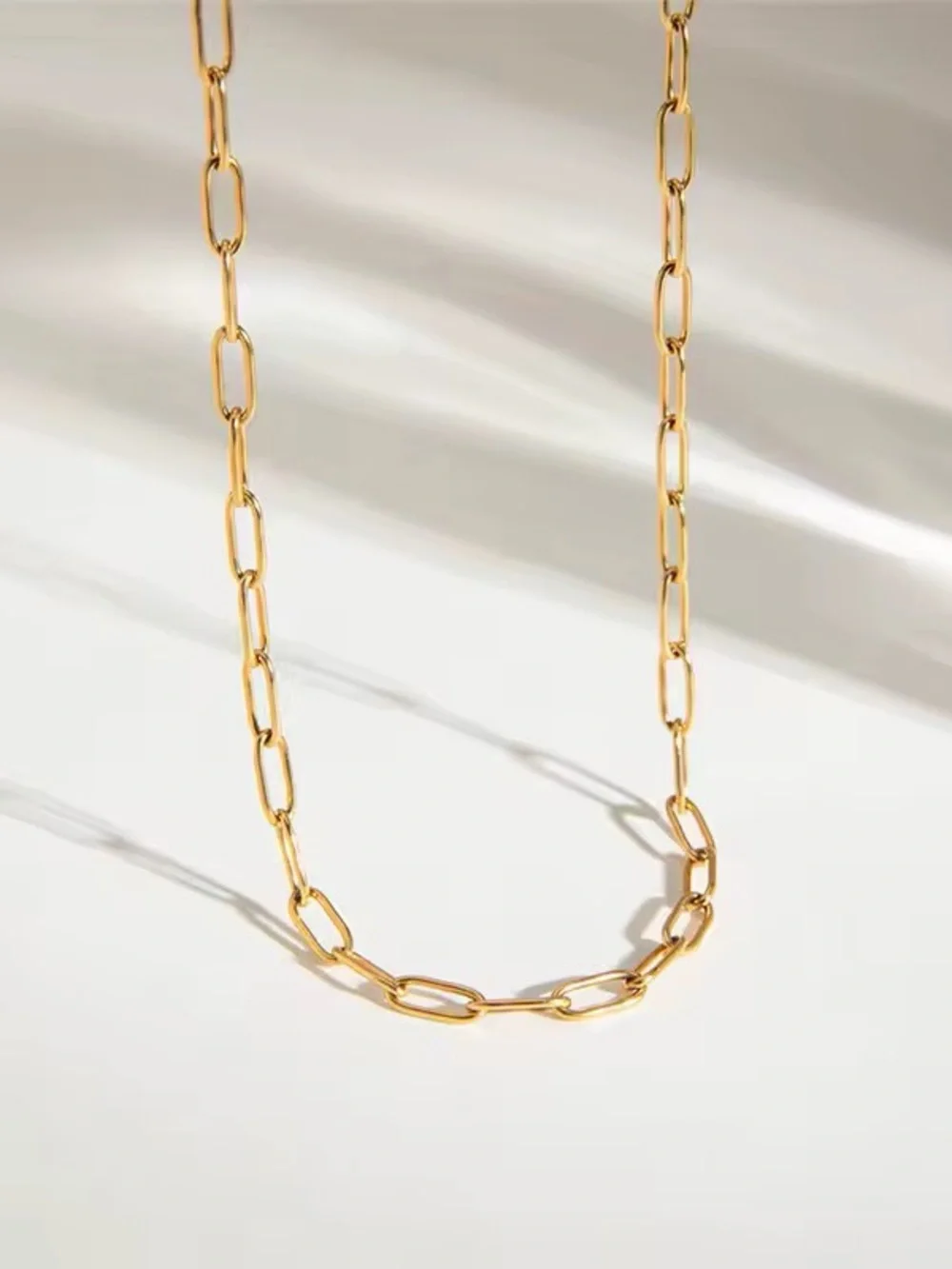 18K Gold Plated Paperclip Chain Necklace - Picture 4 of 6